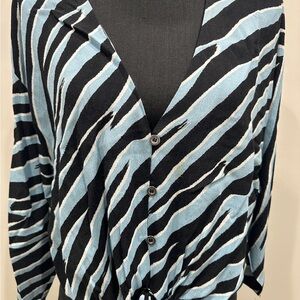 TopShop Blue and Black Animal Print blouse.